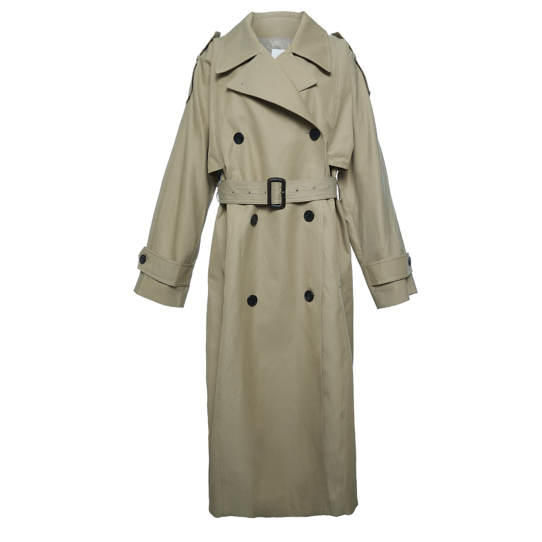Oversized Cotton Twill Trench Coat by Nehera- La Garçonne
